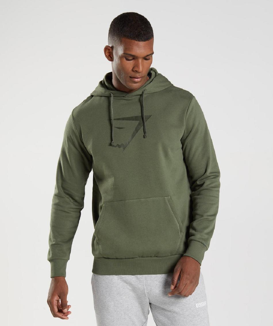 Sudadera Con Capucha Gymshark Sharkhead Infill Hombre Verde Oliva | CO 3611AHK